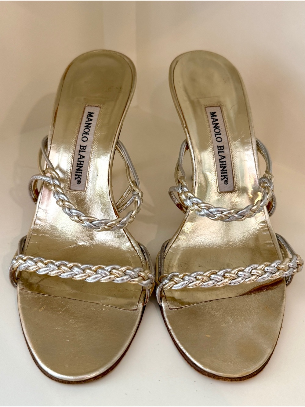 Manolo Blahnik Metallic Gold Heels - 38